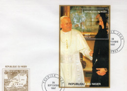 Niger 1997, Pope J. Paul II And Lady Diana, BF FDC - Königshäuser, Adel