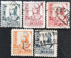 Espagne 1937 -1939 Queen Isabella   Edifil N° 820_822_823_824_825 - Usados