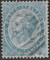 85 - Italia - 1863 - Effigie Vittorio Emanuele II 15 C. Celeste Chiaro Con Annullo Numerale A Sbarre N. L 18. Il Francob - Afgestempeld