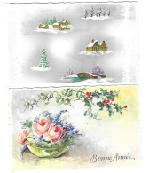 Bonne Année,  2 Mignonnettes ,Village Sous La Neige, Corbeille De Fleurs, édition EDUG - Nouvel An