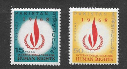 Pakistan 2 Stamps 1968 MNH. International Year Of Human Rights - Pakistan