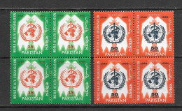 Pakistan WHO 1968 MNH. 2 X Block Of 4. World Health Organisation - Pakistan