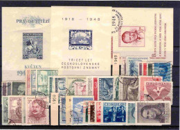 Tchécoslovaquie 1946-50 Lot Avec Timbres Obliteré, 2 BF Neufs - Collections (sans Albums)