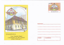 TIMISOARA PRINCE EUGENE OF SAVOY HOUSE, COVER STATIONERY, 2001, ROMANIA - Postal Stationery