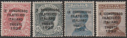 91 - Italia - 1922 - 9° Congresso Filatelico Italiano N. 123/126. Cert. Todisco. Cat. € 1800,00. MH - Neufs