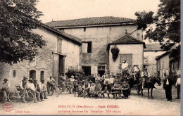 BEURVILLE  -  Café CUDEL  -  Ancienne Demeure Des Templiers (XIIe Siècle  -  Magnifique  Animation  -  Rare - Autres & Non Classés