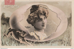 Q11- ARTISTE FEMME - FRAU - LADY -  DE VILLERS - JOYEUSES PAQUES  - PAR REUTLINGER , PARIS (OBLITERATION 1906 - 2 SCANS) - Artistes