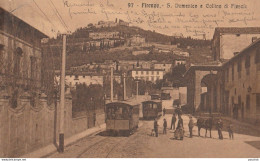 Q10- FIRENZE - S.DOMENICO E COLLINA DI FIESOLE VEDUTA - (TRAMWAYS - HABITANTS - OBLITERATION DE 1916 - 2 SCANS) - Firenze (Florence)