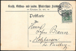 Germany Friedberg Obstbau- Und Landwirtschaftliche Winterschule Postcard Mailed 1916 - Briefe U. Dokumente