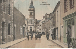 R17-44) SAVENAY -  RUE DE L'EGLISE - (TRES  ANIMEE - HABITANTS - CARTE TOILEE COULEURS -- 2 SCANS) - Savenay