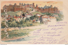 R15-11) CARCASSONNE - CITE - TYPE GRUSS - LITHO B. SIRVEN A TOULOUSE - CARTE PIONNIERE DE 1899 - (2 SCANS) - Carcassonne