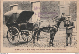 TRANSPORT - CHARETTE ANGLAISE AVEC ROUES FERRÉES ET CAOUTCHOUTÉES - ATTELAGE CHEVAL - (2 SCANS) - Publicité