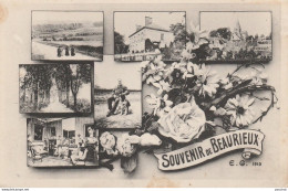 R6-02) BEAURIEUX - SOUVENIR - (MULTIVUES AVEC FLEURS - 2 SCANS) - Sonstige & Ohne Zuordnung