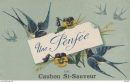 R5-47) CAUBON SAINT SAUVEUR (LOT ET GARONNE) UNE PENSEE - (HIRONDELLES AVEC FLEURS - 2 SCANS) - Other & Unclassified