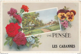 R24-09) LES CABANNES (ARIEGE) UNE  PENSEE - (FLEURS AVEC PAYSAGE - 2 SCANS) - Sonstige & Ohne Zuordnung