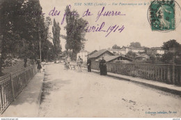 R22-40) SORE (LANDES) VUE PANORAMIQUE SUR LE PONT - (ANIMEE - HABITANTS)  - Sore