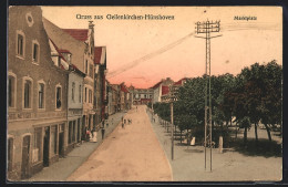 AK Geilenkirchen-Hünshoven, Strassenpartie Mit Marktplatz Und Restaurant-Metzgerei  - Geilenkirchen