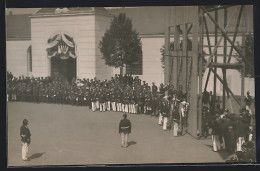 Foto-AK Wurzen, Verbandstag Der Feuerwehr 1920, Übungen An Der Leiter Vor Publikum  - Wurzen