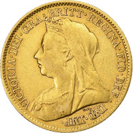 Monnaie, Grande-Bretagne, Victoria, 1/2 Sovereign, 1901, Londres, TTB, Or - 1/2 Sovereign