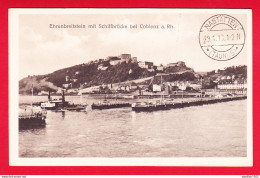 E-Allemagne-362P44 COBLENZ, Ehrenbreitstein Mit Schiffbrücke Bei Coblenz A. Rh., Bâteaux, Cpa BE - Koblenz