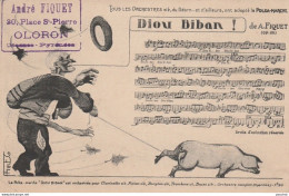 " DIOU BIBAN " PARTITION DE LA POLKA MARCHE DIOU BIBAN - ILLUSTRATEUR - TAMPON A . FIQUET , OLORON STE MARIE - 2 SCANS - Oloron Sainte Marie