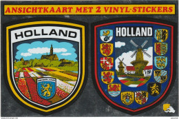 S21- HOLLAND - ANSICHTKAART MET 2 VINYL STICKERS - BLASON ADHESIF PAYS BAS - (  2 SCANS ) - Autres & Non Classés