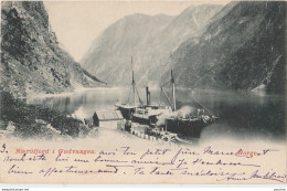 S13- NORGE (NORVEGE) NAEROFJORD  I GUDVANGEN - ( BATEAU - OBLITERATION DE 1901 - 2 SCANS ) - Norvegia