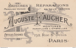 S11-75) PARIS (II°) AUGUSTE FAUCHER - MOUTURES PARAPLUIES & OMBRELLES - BRISURES MARQUISE VOYAGE - 192 , RUE SAINT DENIS - Paris (02)