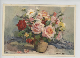 Albert Ronin - Cp N°2736 STFZ (bouquet De Roses Dans Un Vase) - Peintures & Tableaux