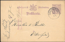 Germany Württemberg Gschwend 5Pf Postal Stationery Card Mailed 1886 - Lettres & Documents