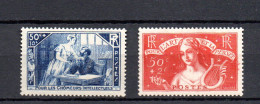 France 1935 Old Set La Mansarde/Musica Stamps (Michel 303/04) Nice MLH - Unused Stamps