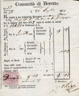 Regno D'Italia - 1872 - Ricevuta Esattoriale (Boretto) Con Marca Da Bollo - Steuermarken