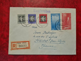 Lettre Allemagne RECOMMANDE AUMA THUR 1958 DDR DEUTSCHE DEMOKRATISCHE REPUBLIK POSTE AERIENNE 1/2/3/ - Sonstige & Ohne Zuordnung