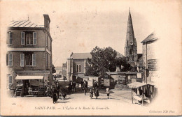 50 Saint Pair Sur Mer - L'église Et La Route De Granville (écrite Au Dos = - Saint Pair Sur Mer