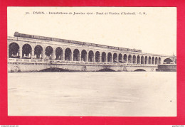 F-75-Paris-957Ph49 Inondations De Janvier 1910, Pont Et Viaduc D'Auteuil, Au Verso Pub Bouillon Kub, Cpa BE - Inondations De 1910