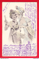 Illust-1018P117  B.K.W.L. 2 Jeunes Femmes Avec Chapeau, Cpa 1902  - Andere & Zonder Classificatie
