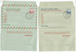 Italia Areogrammi Biglietto Postale Aereo # 1/2 Nuovi L.60 E L.120 - Con Annullo Filatelico Roma 9ott1957 - Ganzsachen