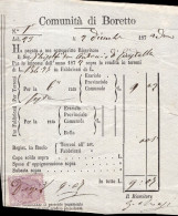 Regno D'Italia - 1872 - Ricevuta Esattoriale (Boretto) Con Marca Da Bollo - Steuermarken