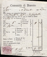 Regno D'Italia - 1872 - Ricevuta Esattoriale (Boretto) Con Marca Da Bollo - Fiscale Zegels