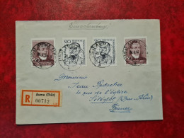 Lettre Allemagne RECOMMANDE AUMA  THUR 1956 DDR DEUTSCHE DEMOKRATISCHE REPUBLIK  N° 259 ET 260 JAKUBUS BART THOMAS MANN - Autres & Non Classés