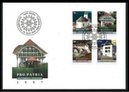 ● SVIZZERA  1997 ֍ Pro PATRIA / Architettura  Beni Culturali  FDC Al Sotto FACCIALE Dei Soli FB ️ - FDC