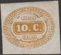 102 - Italia - 1863 - 10 C. Giallo, Ovale Con Valore Al Centro N. 1. Cert. R. Diena. Cat. € 4000,00. MNH - Taxe