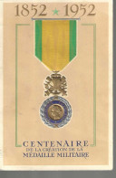 Carte Centenaire De La Création De La Médaille Militaire 1852/1952 - Sonstige & Ohne Zuordnung