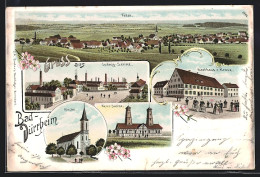 Lithographie Bad Dürrheim, Gasthaus Zum Kreuz, Ludwig-Saline, Neue Saline, Totalansicht  - Bad Duerrheim