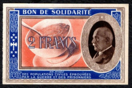 2F Bon De Solidarité Pétain - 1941 - Pr Neuf - Notgeld