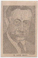 4V5Hy   RARE Portrait De Léon Blum Fait Uniquement De Mots Et De Phrases A. Essaulor Ou Essaulov - Politische Und Militärische Männer