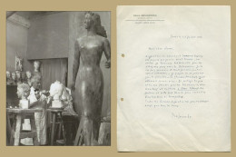 Paul Belmondo (1898-1982) - Sculpteur Français - Lettre Autographe Signée + Photo - 1953 - Maler Und Bildhauer