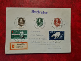 Lettre Allemagne RECOMMANDE AUMA  THUR 1957 DDR DEUTSCHE DEMOKRATISCHE REPUBLIK  N° 2997/99/300/301/281 - Sonstige & Ohne Zuordnung