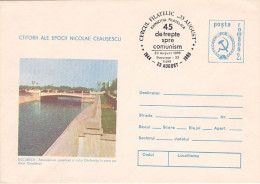 BUCHAREST GROZAVESTI BRIDGE, DAMBOVITA RIVER BANKS, COVER STATIONERY, 1989, ROMANIA - Ganzsachen