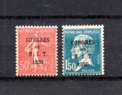 France 1930 Old Set Overprinted BIT Congress Stamps (Michel 249/50) Nice MLH - Neufs